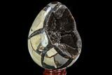 Septarian Dragon Egg Geode - Black Crystals #109976-2